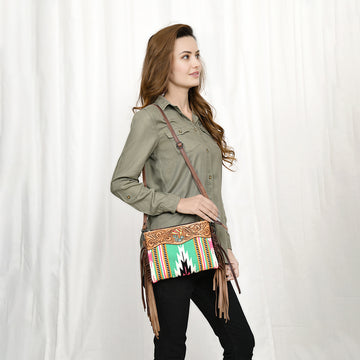 American Darling Cross Body Hand Tooled Saddle Blanket Genuine Leather Western Women Bag Handbag Purse | Crossbody for Cute